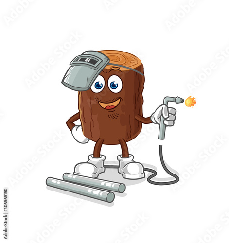 log welder mascot. cartoon vector
