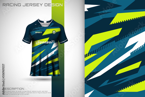 Sports jersey and t-shirt template sports jersey design vector mockup. Sports design for football, racing, gaming jersey. Vector.