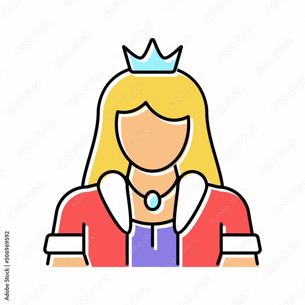 Obraz premium princess fairy tale color icon vector illustration