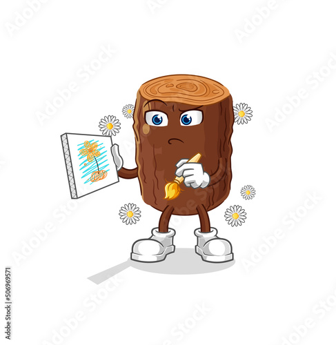 log traditional painter cartoon character vector