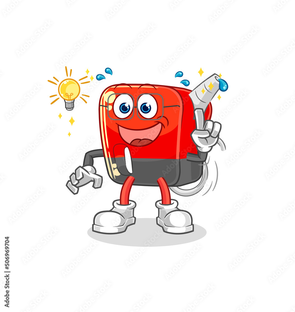 gasoline pump got an idea cartoon. mascot vector gasoline pump got an idea cartoon. mascot vector