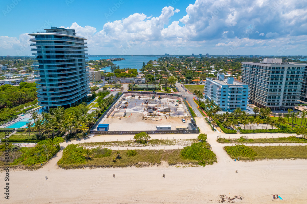 Surfside Condo Building Collapse in Miami Beach Florida. Panorama of ...