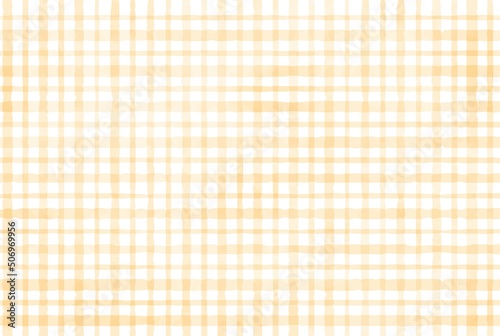 シンプルな手描きのオレンジ色のチェック模様の背景イラスト