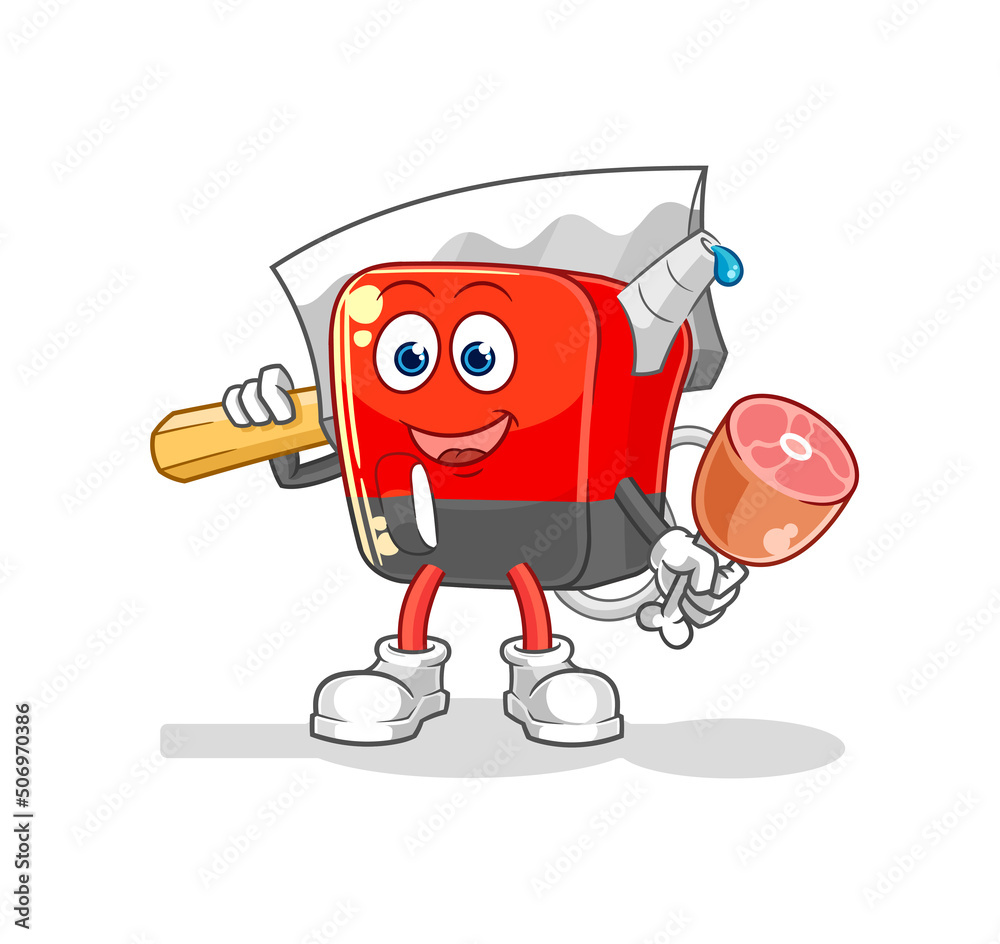 Fototapeta premium gasoline pump Butcher illustration. character vector