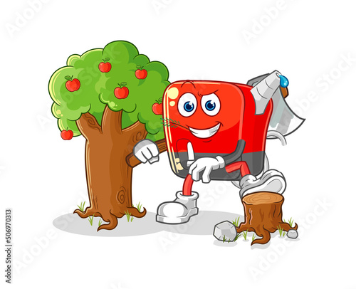 gasoline pump Carpenter illustration. character vector