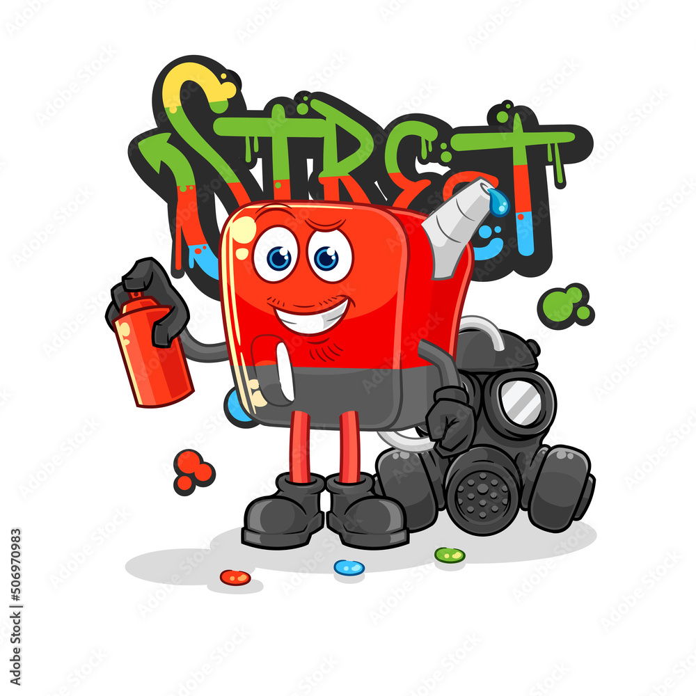 gasoline pump graffiti artist vector. cartoon character gasoline pump graffiti artist vector. cartoon character