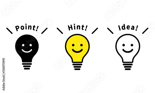 ポイント,ヒント,アイデアの電球のアイコン  point,hint,idea