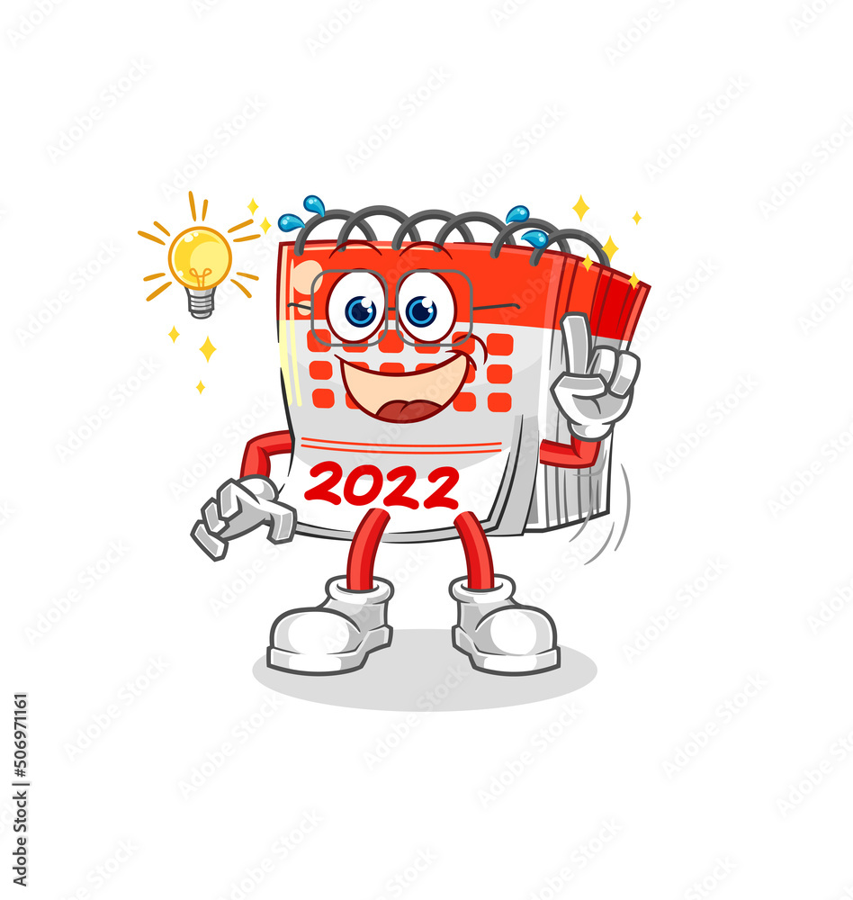calendar got an idea cartoon. mascot vector calendar got an idea cartoon. mascot vector