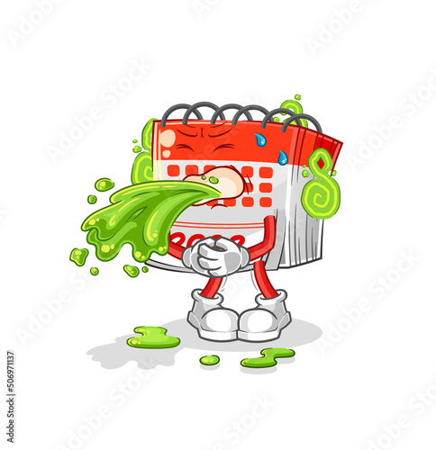 calendar throw up cartoon. cartoon mascot vector