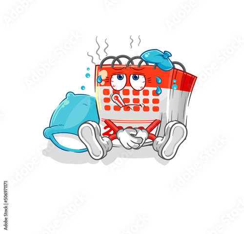 calendar sick vector. cartoon character