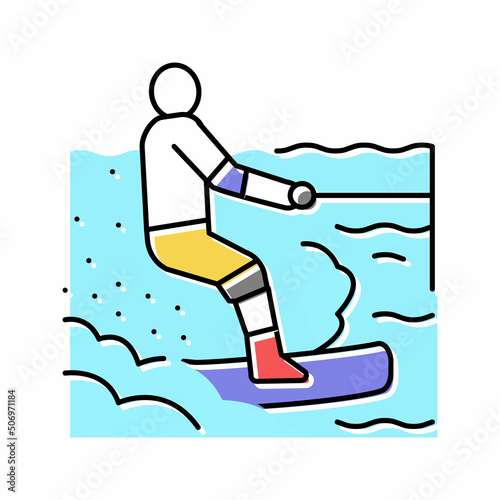 wakeboarding extreme sport color icon vector illustration