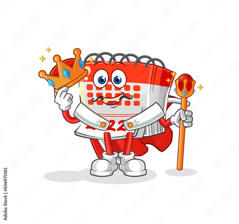 Obraz premium calendar king vector. cartoon character