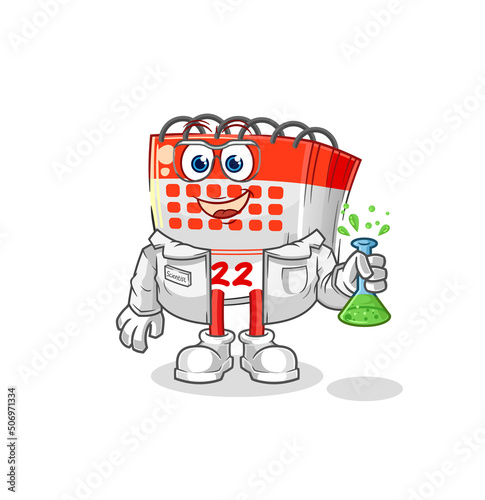 calendar scientist character. cartoon mascot vector