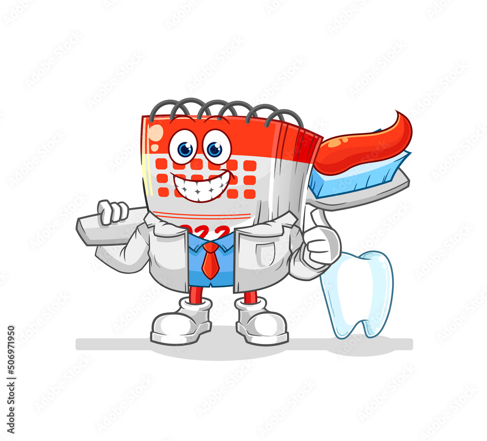 calendar dentist illustration. character vector