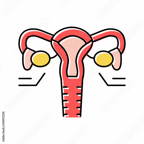 ovaries endocrinology color icon vector illustration