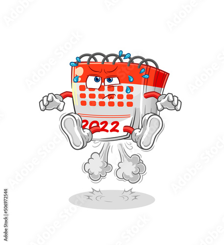 calendar fart jumping illustration. character vector