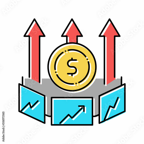 market inflation color icon vector illustration