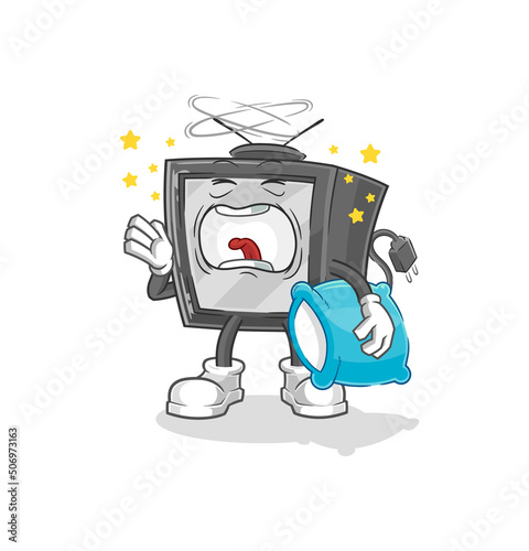 old tv yawn character. cartoon mascot vector