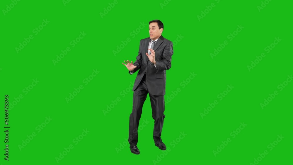 Fearful man in elegant suit. Chroma key Fearful man in elegant suit. Chroma key