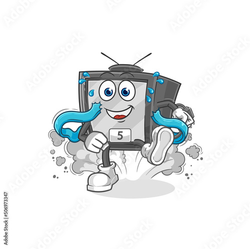 old tv runner character. cartoon mascot vector