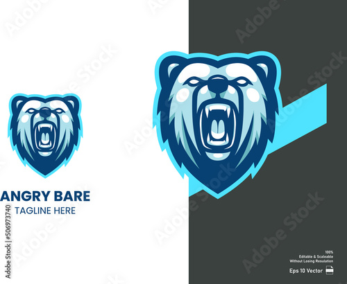 The grizzly bear mascot for esport and sport logo isolated in white background Premium Vector.