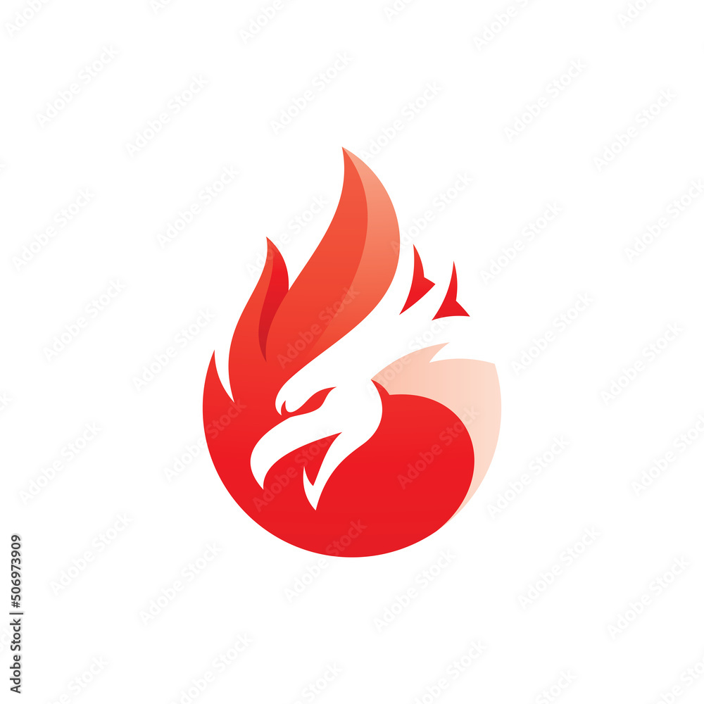 Modern bird head and fire or flame logo design, vibrant phoenix vector icon Modern bird head and fire or flame logo design, vibrant phoenix vector icon