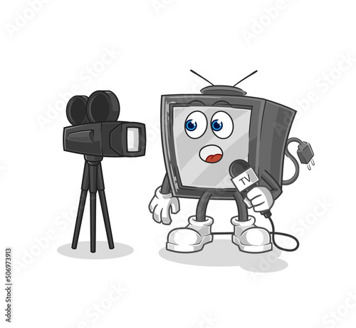 old tv tv reporter cartoon. cartoon mascot vector