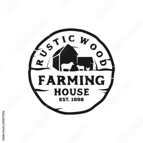 vintage cattle farm logo icon and template