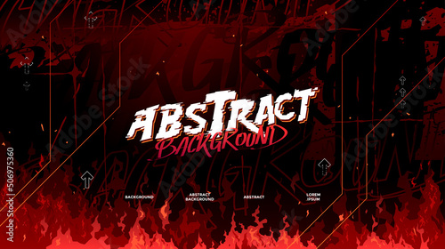 Red And Black Abstract Background With Fire Element