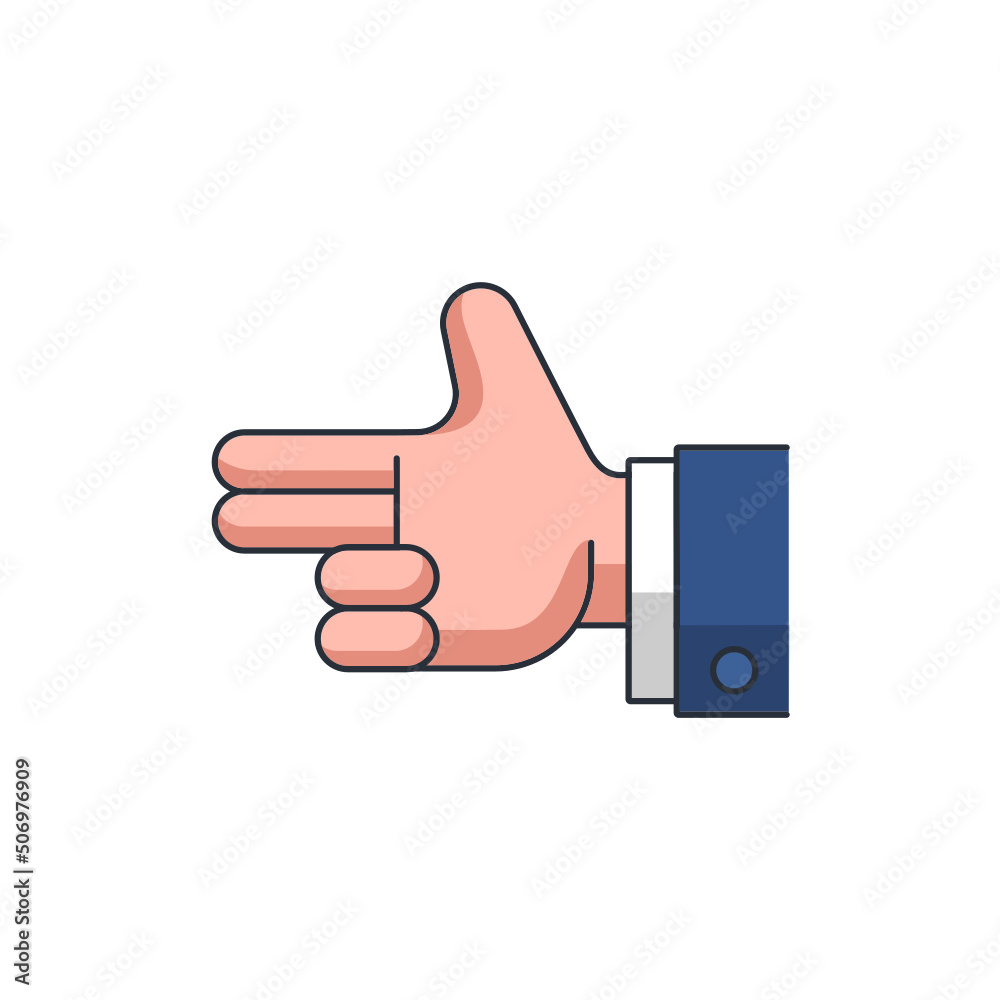 Colored thin icon of gun hand, sign and symbol sign concept vector illustration. Colored thin icon of gun hand, sign and symbol sign concept vector illustration.