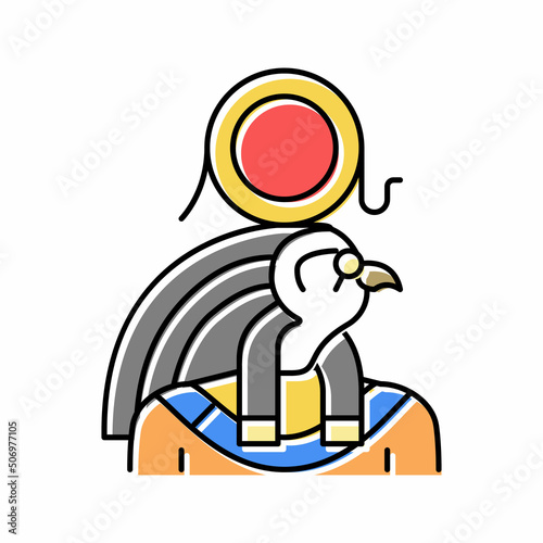 ra egypt god color icon vector illustration