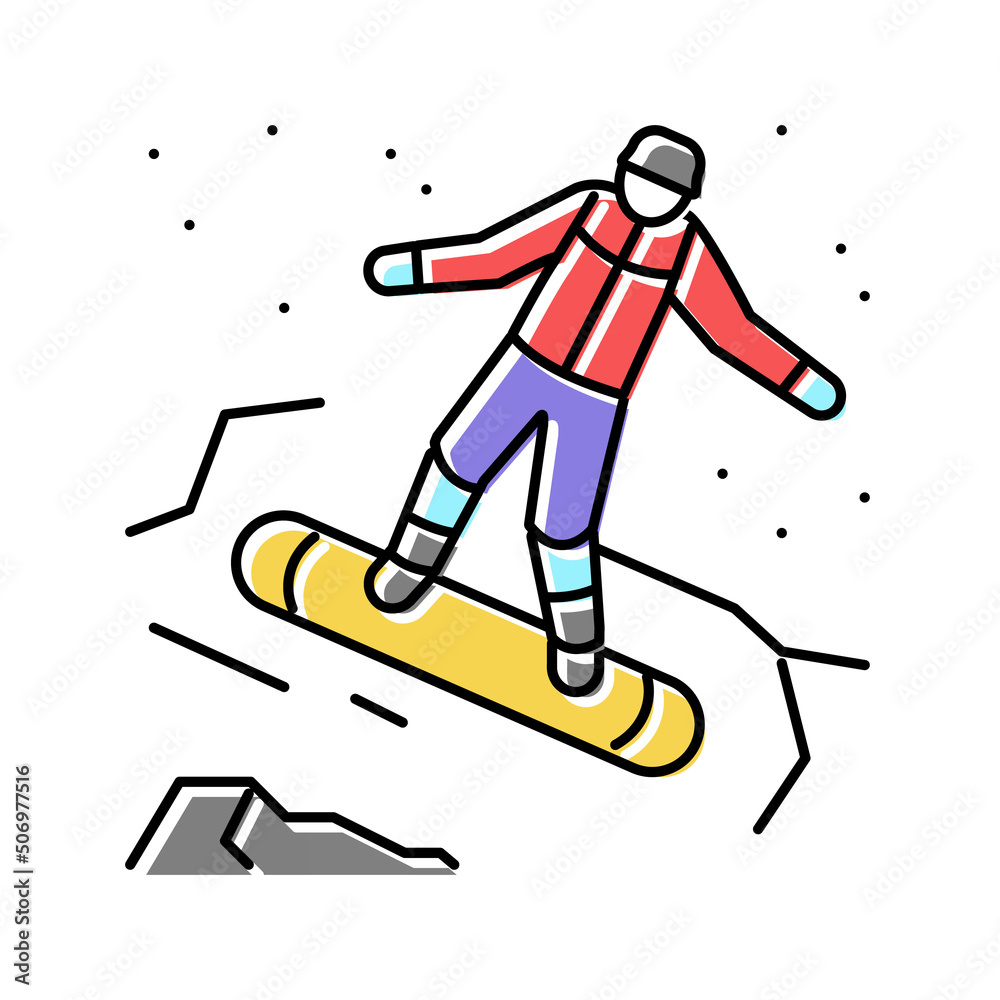Fototapeta premium snowboarding extreme sport color icon vector illustration