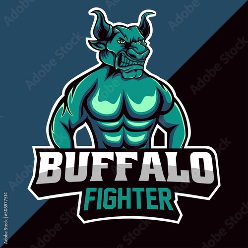 buffalo fighter esport logo mascot design