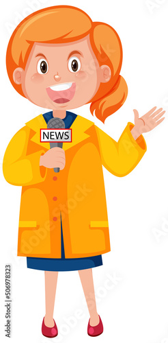 Female news reporter cartoon character
