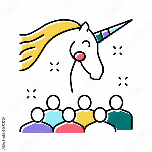 unicorn kids party color icon vector illustration