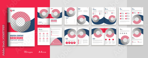 Corporate company profile multipage business bifold brochure template layout design, 16 pages business profile, brochure design, modern bi-fold brochure fully editable template
