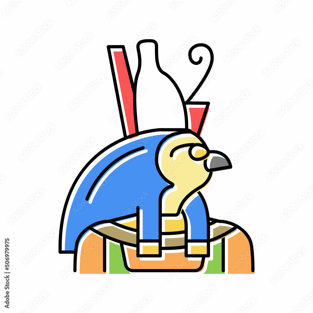horus egypt god color icon vector illustration