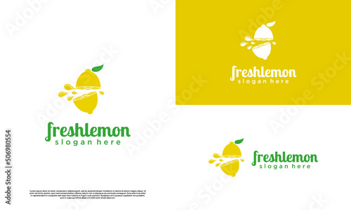 fresh lemon logo design graphic element, lemon logo icon, sliced lemon logo concept