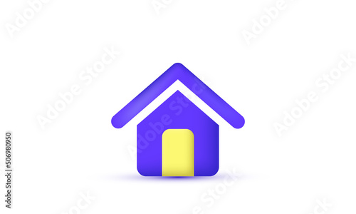 unique 3d icon house minimalistic style isolated on vector