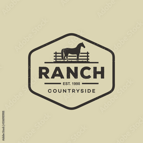 Horse silhouette for vintage retro rustic countryside western country farm ranch logo design