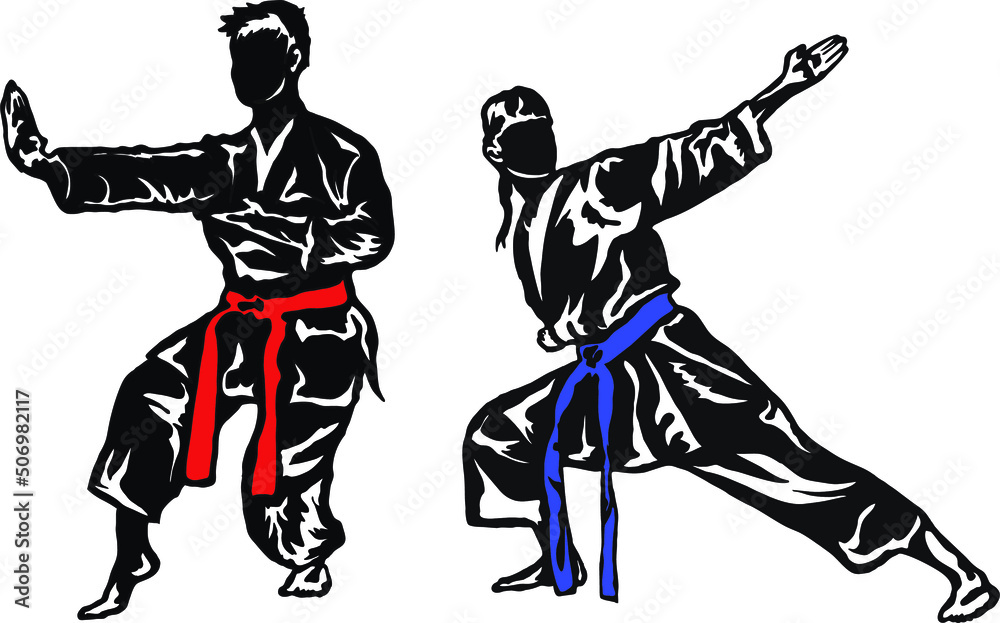 karate pose illustration vector. kata karate technique