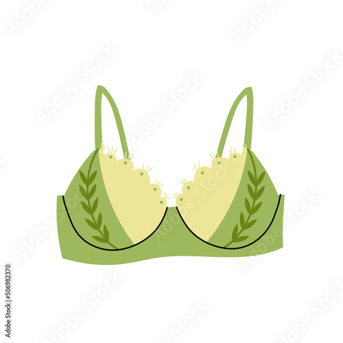 Women elegant lingerie.Green Bra.Modern colorful female underwear. 