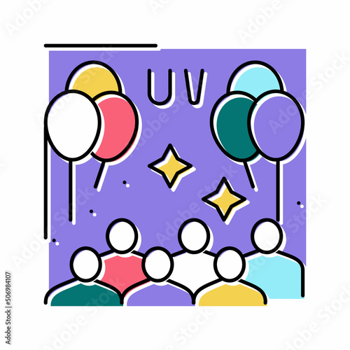 uv glow kids party color icon vector illustration