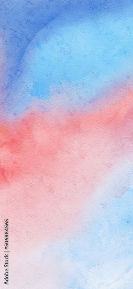Fototapeta premium Abstract blue red watercolor paint background. Vector illustration