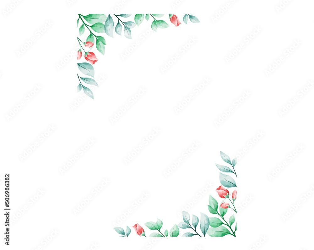 Obraz premium Rose Frame Bouquets Watercolor