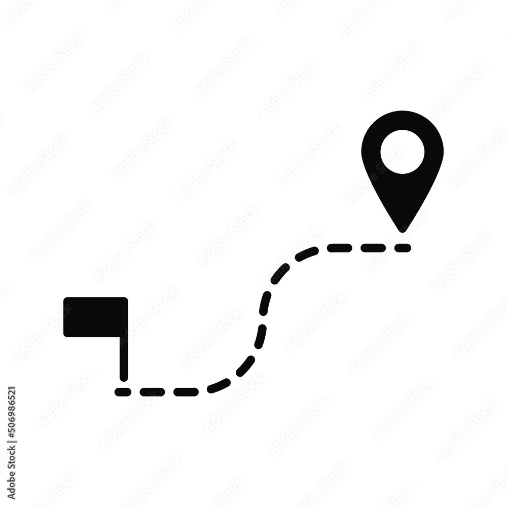 Flat route location icon. Map distance sign. vector illustration Stock ...