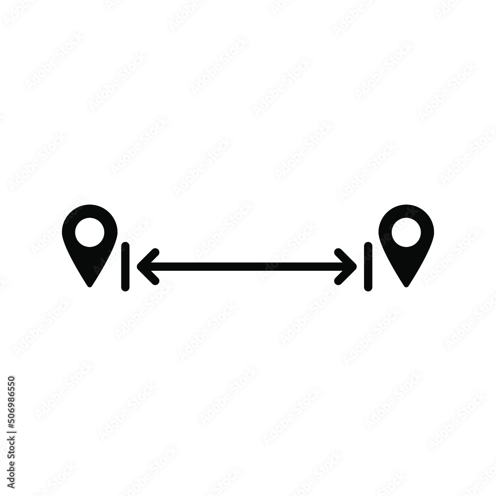 Flat route location icon. Map distance sign. vector illustration Stock ...