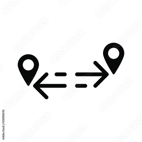 Flat route location icon. Map distance sign. vector illustration
