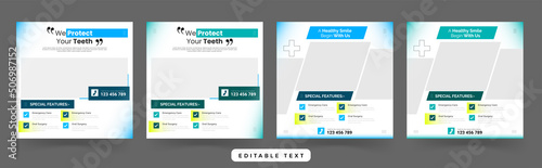 Dentist and dental care social media post template square flyer