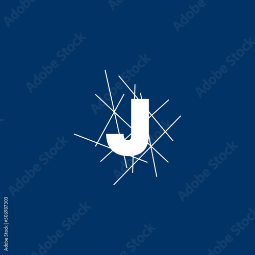 J letter mark conceptual logo vector design. J text with line shape. Letter logo, t-shirt, and graphic element. © Photoay